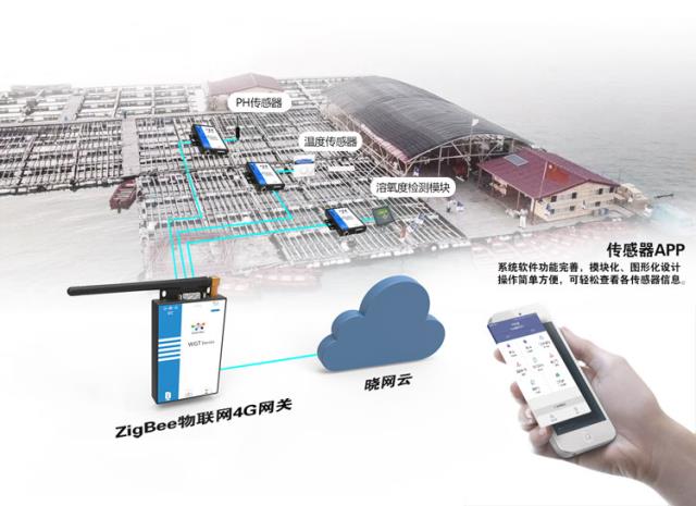 基于ZigBee技术与cat1工业级RS485-232转4G网关云服务网箱养殖环境监控系统